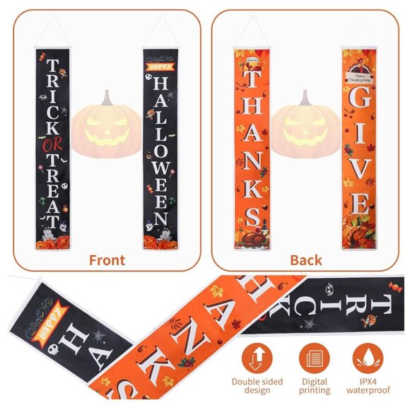 (NWT) DUAL FALL BANNERS, Halloween/Thanksgiving - Picture 2 of 3